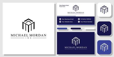 Michael Mordan inc initials hexagon geometric luxury with business card template vector