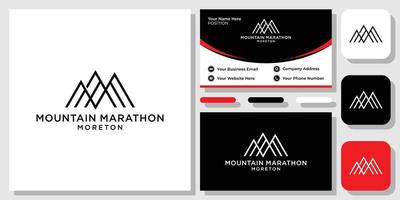 maratón de montaña moreton deporte carrera desafío atleta de competencia con plantilla de tarjeta de visita vector