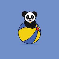 vector illustration of a panda hugging a beach ball, flat style illustration, suitable for children's content products