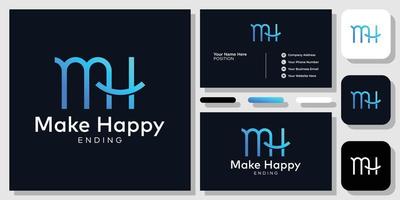 Make Happy ending initials capital font smile mouth with business card template vector