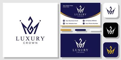 Luxury Crown king queen prince emperor empire with business card template vector