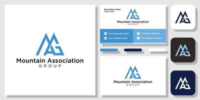 Mountain Association Group initials letters capital clean bold with business card template vector