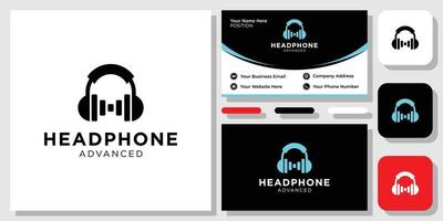 Headphone Advanced earphone portable wireless with business card template vector