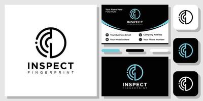 Inspect Fingerprint indentification identity high technology app with business card template vector