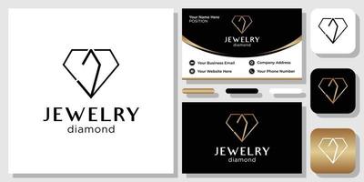 Jewelry diamond symbol luxury gemstone gold with business card template vector