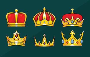 conjunto de logotipo de corona de oro vector