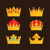 conjunto de iconos de corona de oro vector