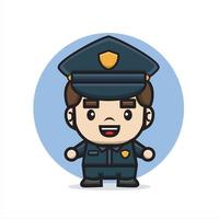 cartoon cute police smile vector