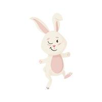 Bunny Character. Winks and Smile Funny, Happy Easter Cartoon Rabbit. vector