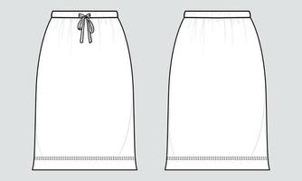 Ladies Skirt Technical Fashion flat sketch Vector illustration template