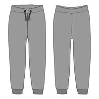 Regular fit pajama pant technical fashion flat sketch vector illustration grey Color template for ladies