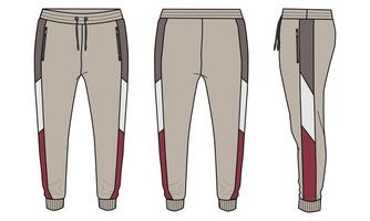 Leggings pant technical fashion flat sketch vector illustration khaki color template for kids