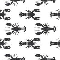 Lobster seamless vector pattern isolated on white background