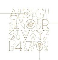 Art Deco alphabet with letters and numbers drawing on white background vector