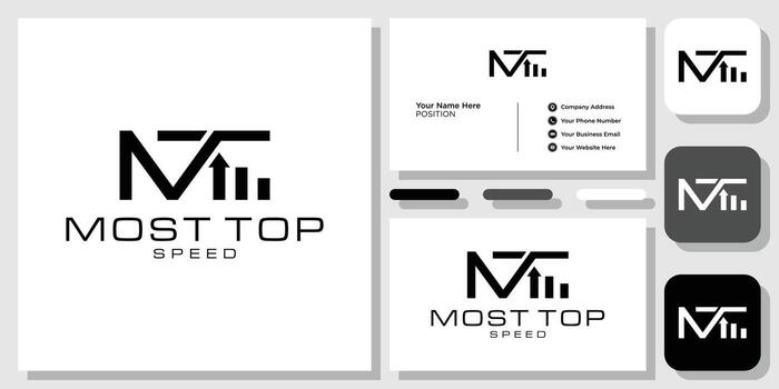 Most Top Speed combination initials capital font fast with business card template vector