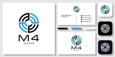 M4 circle shape wave signal internet with business card template vector