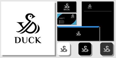 Duck outline bold beauty luxury with brand identity template vector