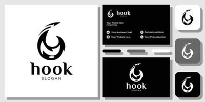 Hook fish shop sharp strength silver metallic with business card template