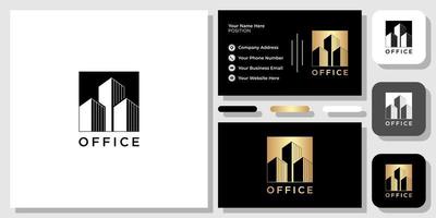 office building luxury with business card template vector