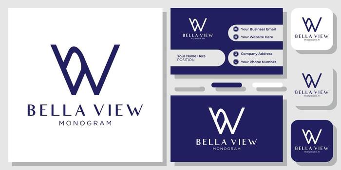Bella View initials font creative simple clean with business card template vector