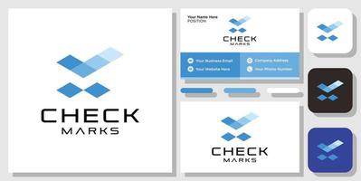 Check Marks mixture square blue initials tick with business card template vector