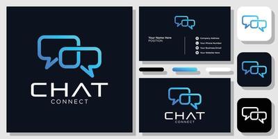 Chat Connect app communication mobile smartphone with business card template vector