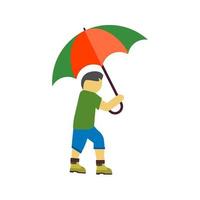 Walking in Rain Flat Multicolor Icon vector