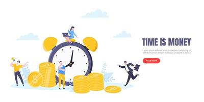 Time is money or save time business concept flat style vector illustration isolated on white background.