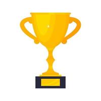 Win golden award trophy goblet cup icon sign flat style design vector illustration.