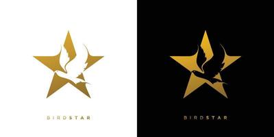 Elegant and attractive bird star logo design vector