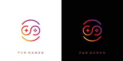 Modern and cool fun game logo design vector