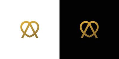 Unique and elegant initial letter A love logo design vector