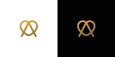 Unique and elegant initial letter A love logo design vector