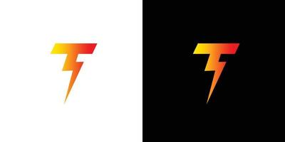 diseño de logotipo de voltaje eléctrico de letra t moderno y atractivo vector