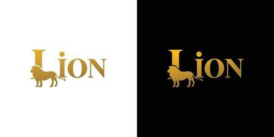 diseño de logotipo de texto de león moderno y único vector