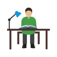 Studying on Desk III Flat Multicolor Icon vector