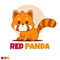 Cute red panda cartoon character vector