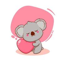 Cute koala hug heart cartoon, vector illustration 6936495 Vector Art at  Vecteezy