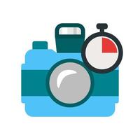 Timer on Camera Flat Multicolor Icon vector