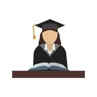 Female Student Flat Multicolor Icon vector