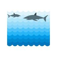 Fish Swimming in Water Flat Multicolor Icon vector