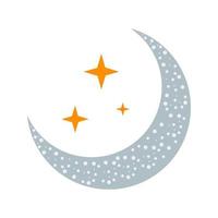 luna y estrellas icono multicolor plano vector