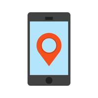 Locate on Mobile Flat Multicolor Icon vector