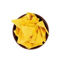 Nachos with cheese. Corn chips isolated on white background photo