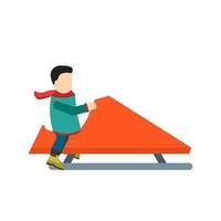 Riding Sled Flat Multicolor Icon vector