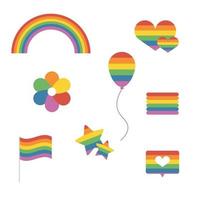 pride month rainbow flag balloon heart star vector