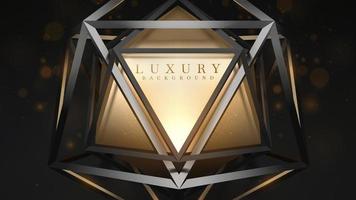 Black luxury background with gold triangle element and glitter light effect decoration and bokeh. vector