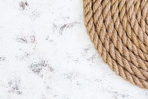 Rope on white background. Top view photo
