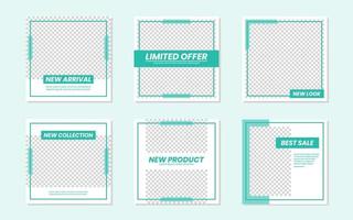 Minimalist Green Social Media Feeds Template Design vector