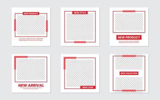 Minimalist Red Social Media Feeds Template Design vector